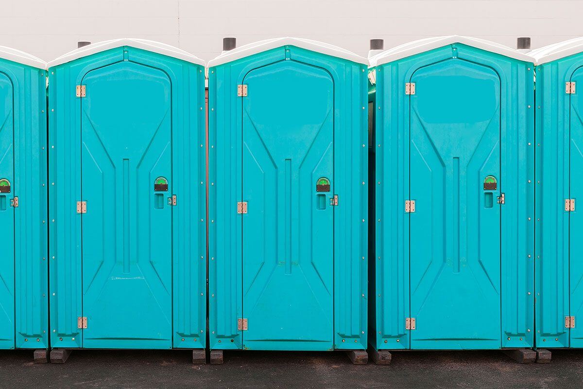 Industrial portable restroom units at a plant in Delavan, Wisconsin