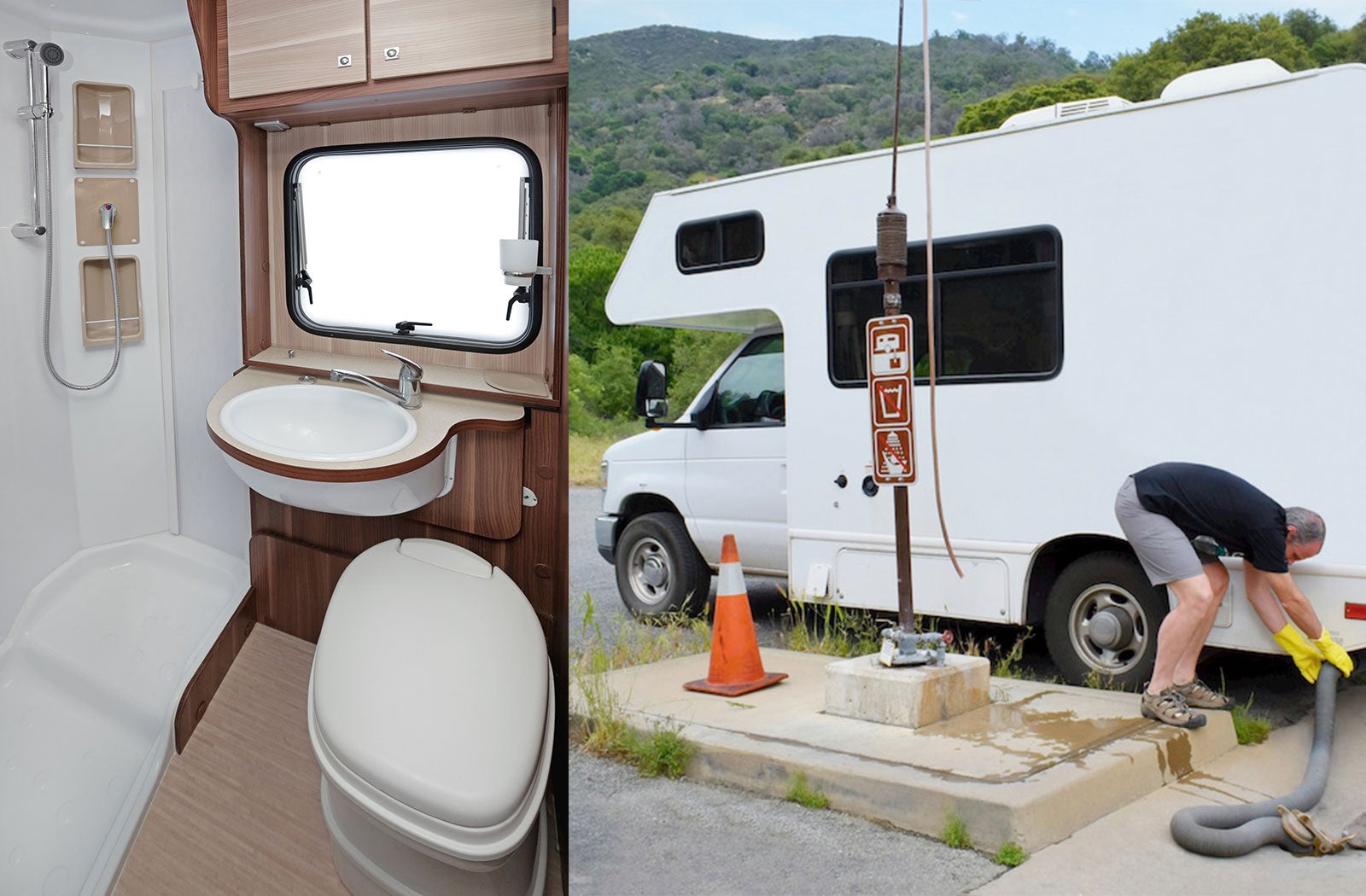 Portable RV/camper toilet and holding tank setup in Delavan, Wisconsin